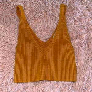 Ribbed Mustard Yellow Knit Tank Top